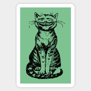 Smiling Cat on Green Magnet